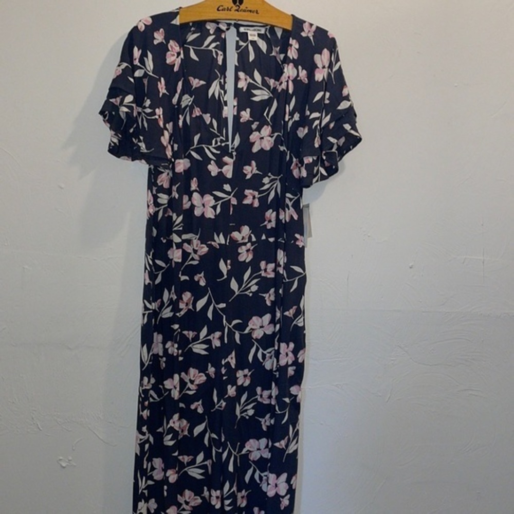 BILLABONG Fluttering Heart Jumpsuit Size L Bohemian Flutter Sleeve Boho Blue NEW